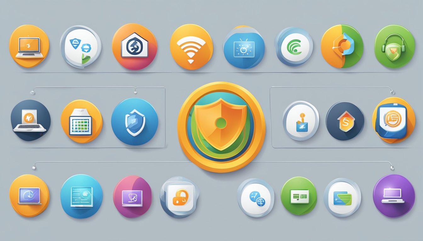 An internet service provider logo displayed alongside icons representing additional perks and services, such as streaming, security, and support
