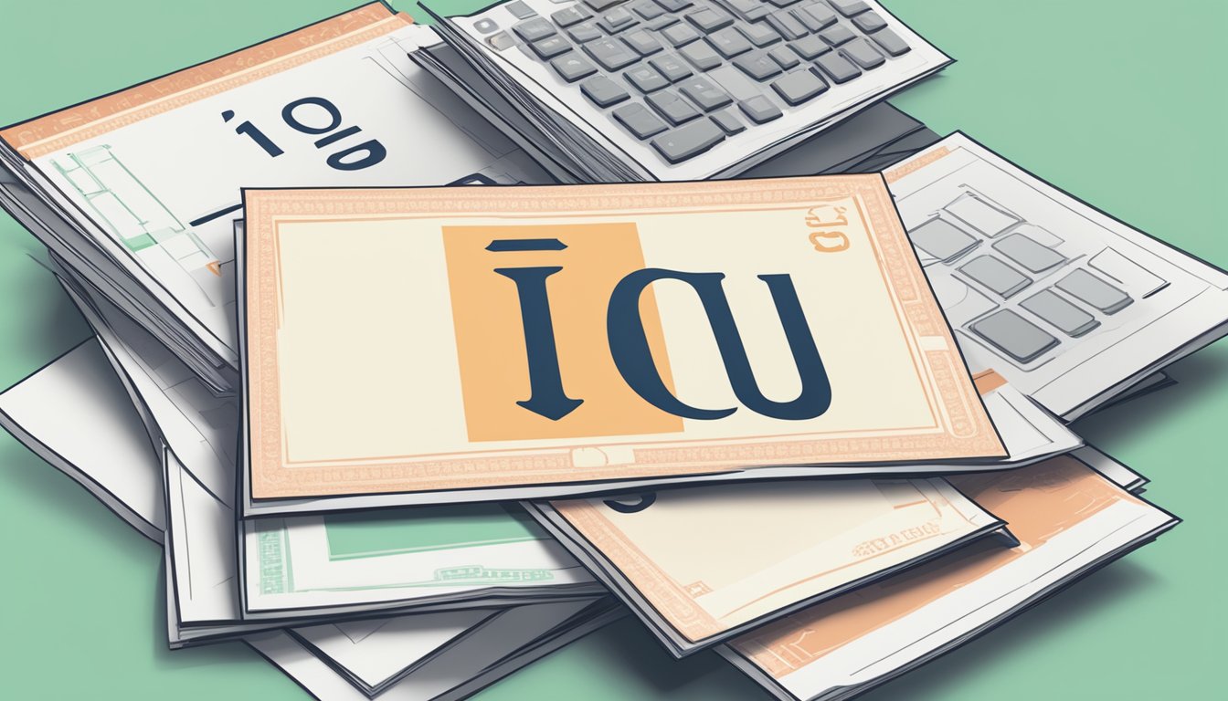 A stack of IOU templates with Singaporean symbols, on a desk