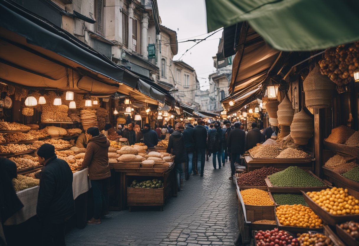 The Bazaars of Istanbul101: Discover Centuries-Old Market Captivating Traditions - Busy Istanbul bazaar with colorful stalls, bustling crowds, and ancient architecture, showcasing the rich history and vibrant energy of the trading hub