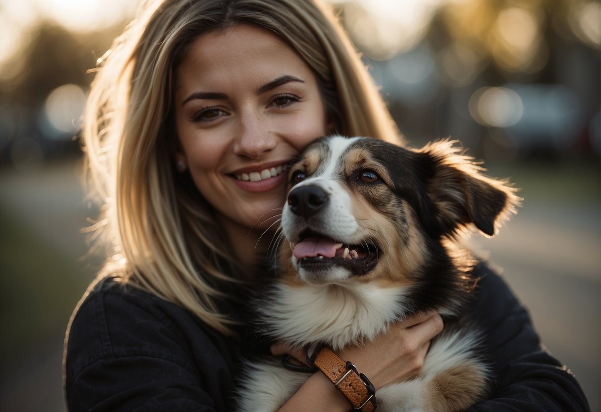 A woman embraces her dog, conveying psychological and social implications of zoophilia