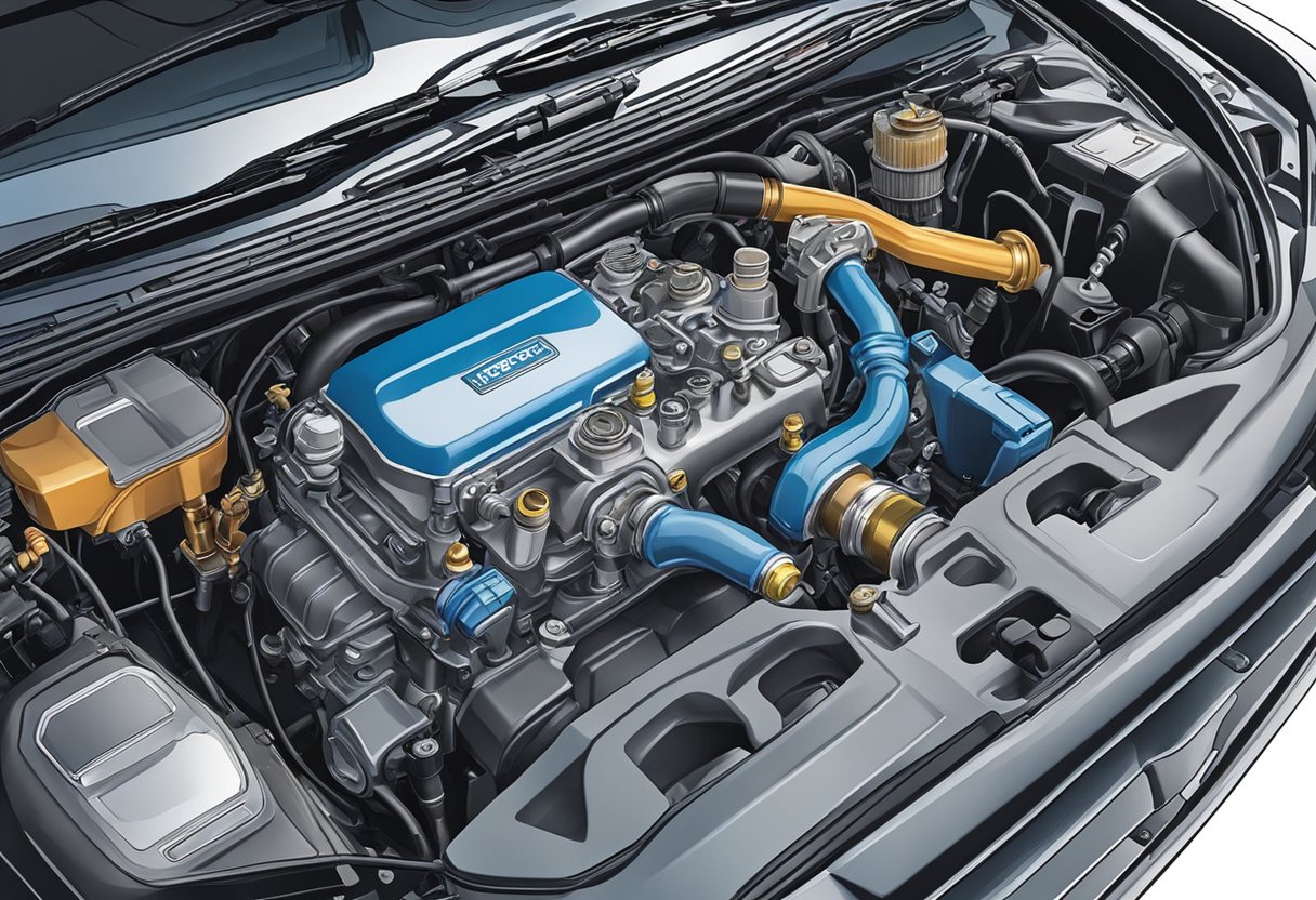 A mechanic replacing the Evaporative Emission System Purge Control Valve in a car engine bay