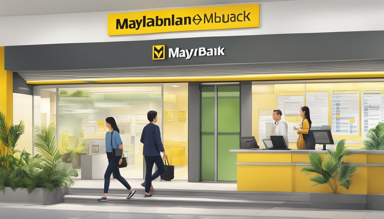 A foreigner walks into a Maybank branch in Singapore. They fill out forms, provide identification, and receive a welcome package for their new savings account