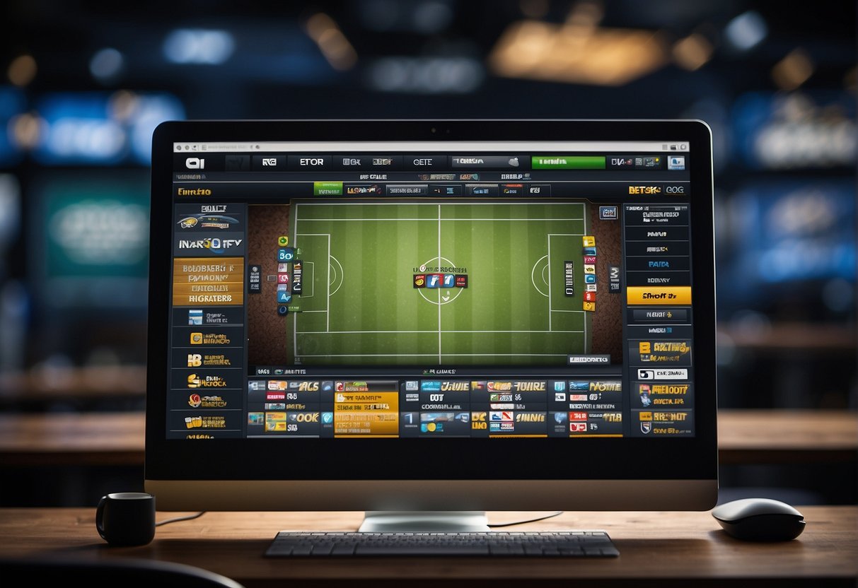 A computer screen displaying top online bookmakers' logos with "Bet Builder" feature highlighted