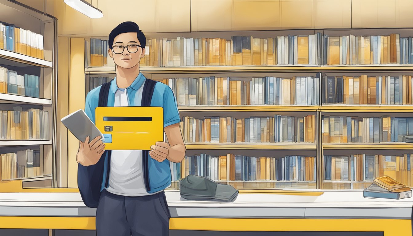 A Maybank student credit card being used for a purchase at a local Singaporean bookstore
