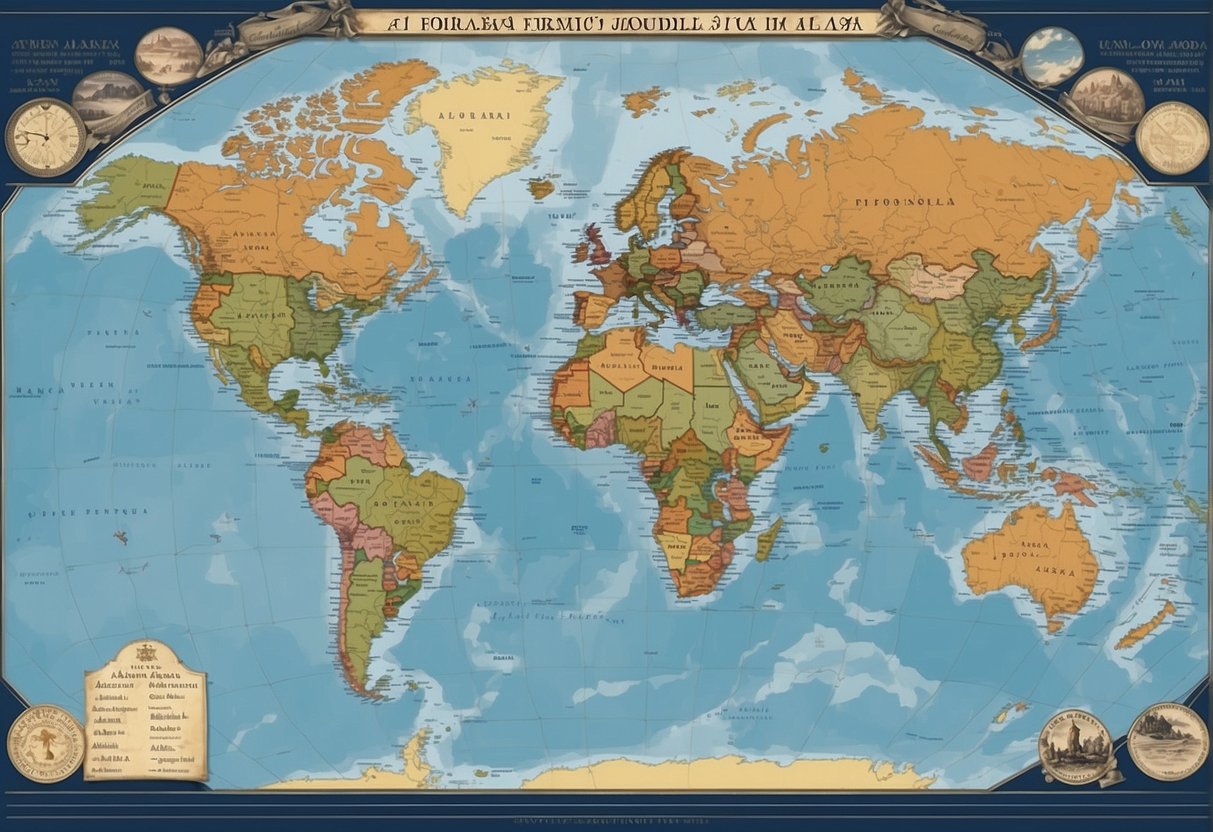 A world map with Alaska highlighted, surrounded by text listing countries bigger than Alaska