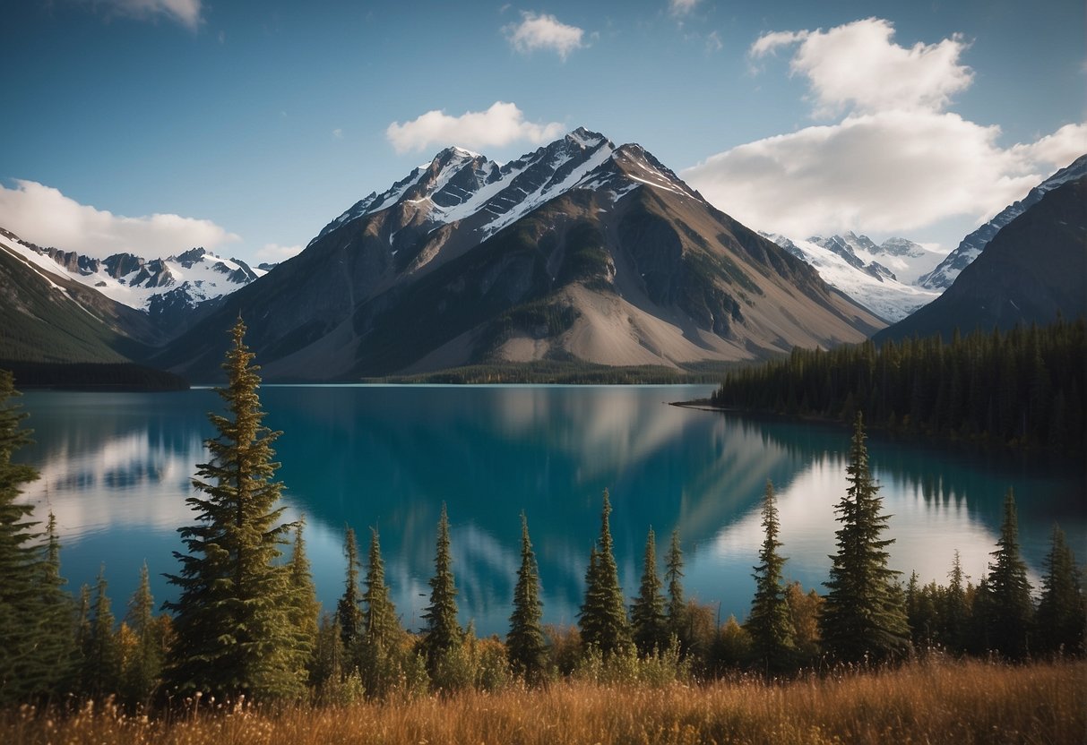 Alaska and Canada connected by land, mountains in the background