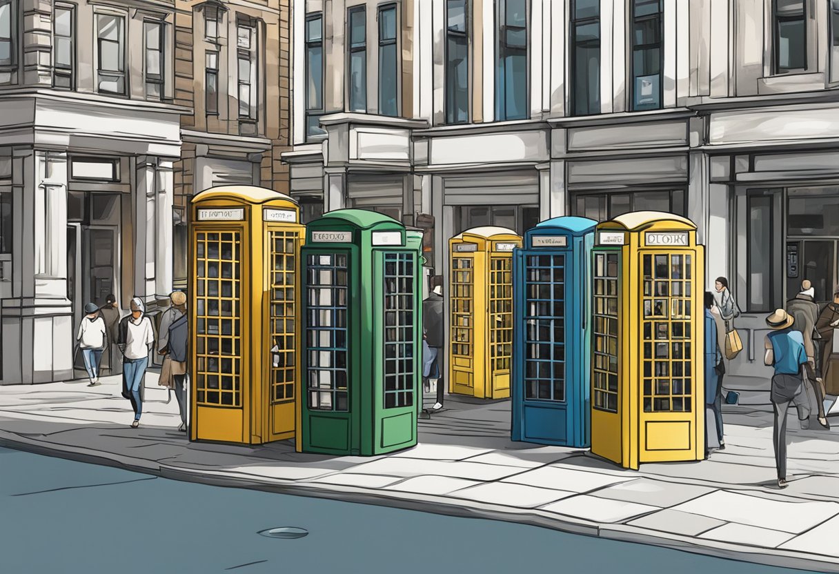 Phone booths were scattered along the busy streets, easily accessible to pedestrians