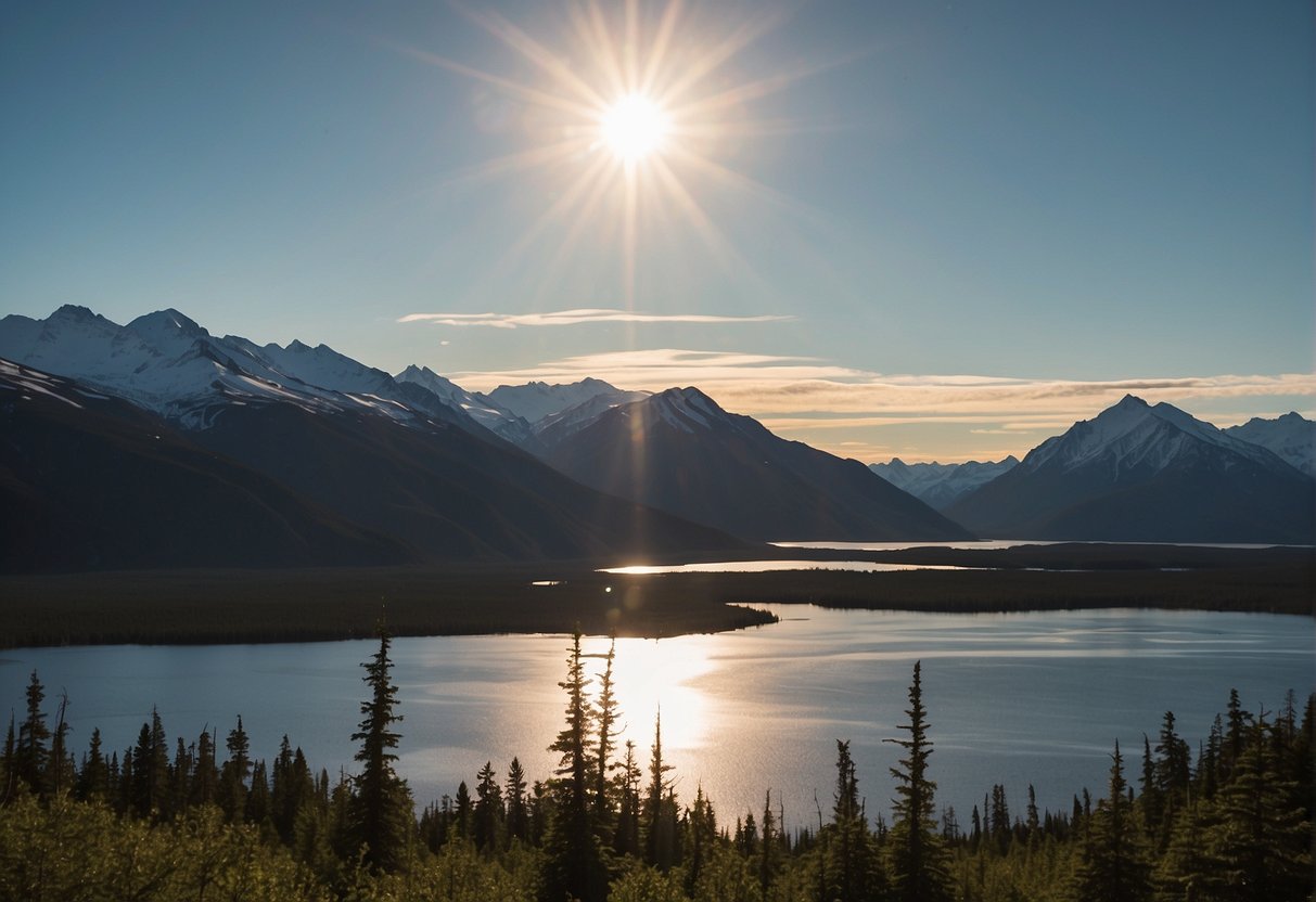 Alaska's northern location causes 6 months of darkness due to the tilt of the Earth's axis and its orbit around the sun. The lack of sunlight is also influenced by the region's proximity to the Arctic Circle