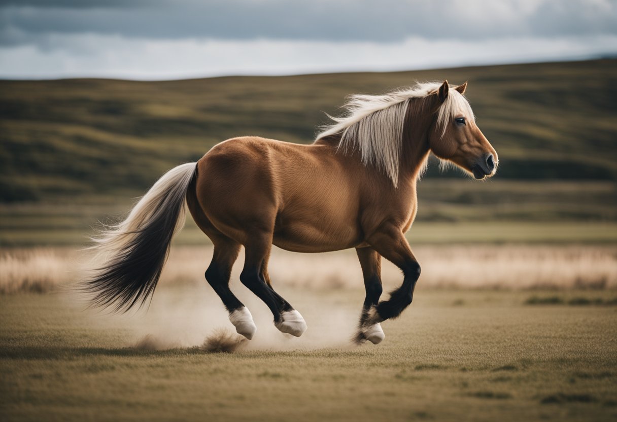 The Icelandic horse showcases its unique gaits during training, displaying its characteristic movements with grace and strength