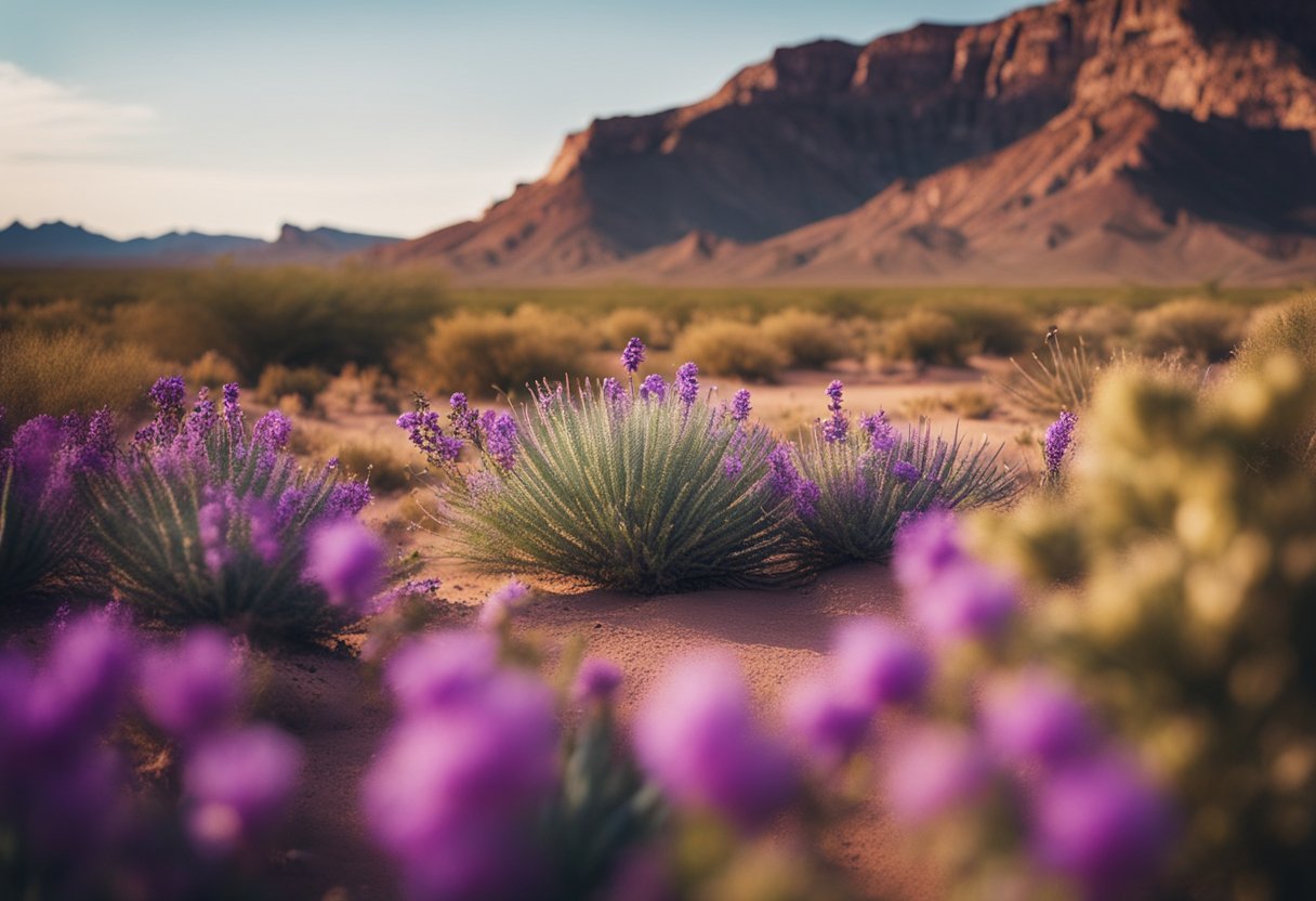 The Flower Blooms of the Desert: Rare and Spectacular Visuals of Arid Beauty - A vibrant desert landscape with rare, blooming flowers surrounded by diverse wildlife and conservation efforts