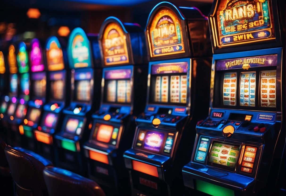Colorful slot machines with flashing lights and innovative features. Exciting gameplay with no limit betting options