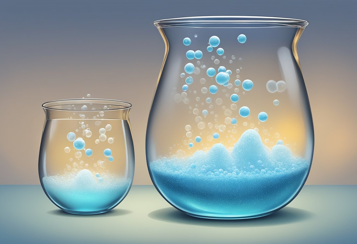 Ozonated Magnesium bubbles vigorously in a beaker, emitting a faint blue hue and a distinct smell