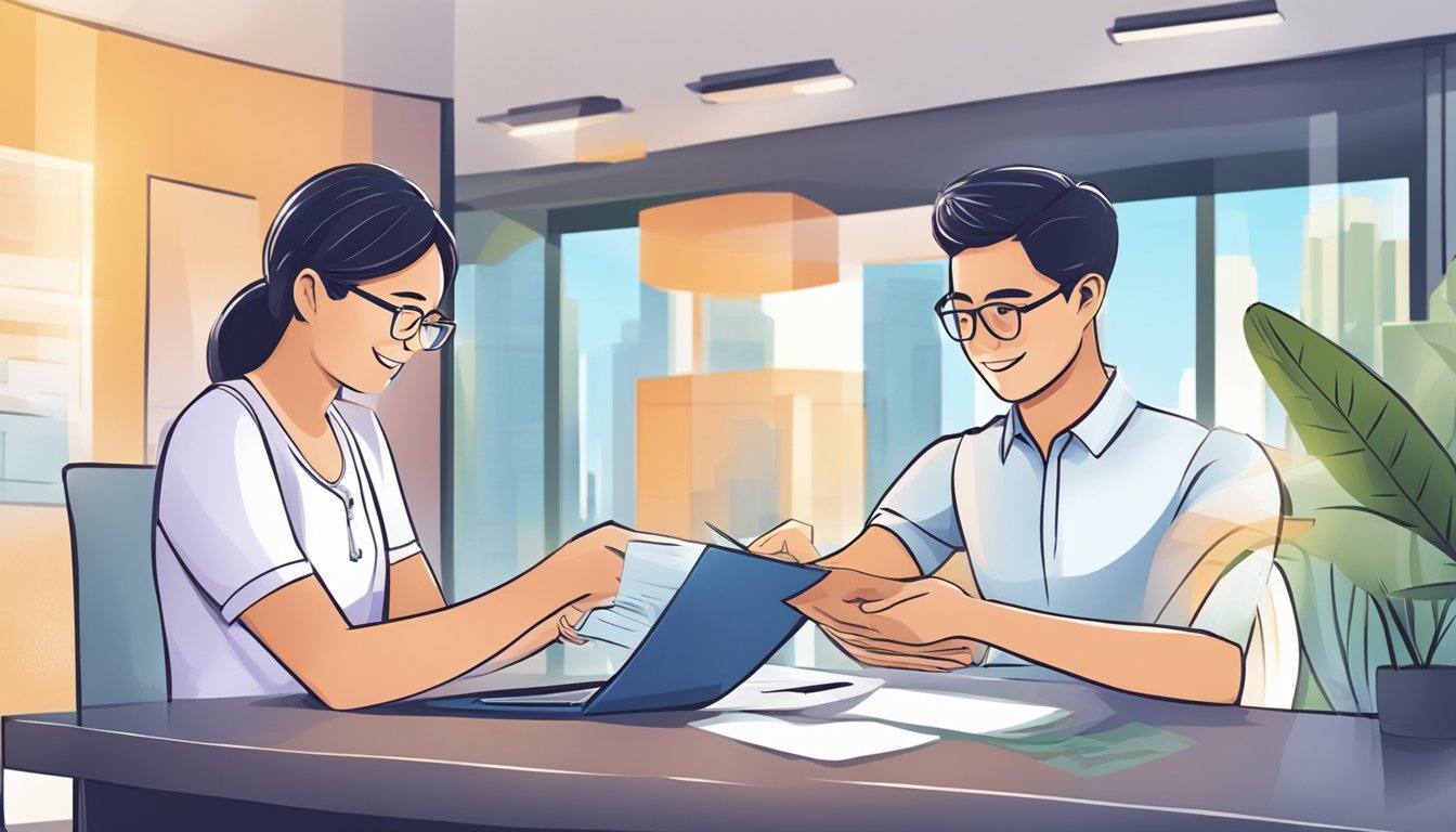 A person receiving a personal loan from a moneylender in Singapore for unexpected expenses