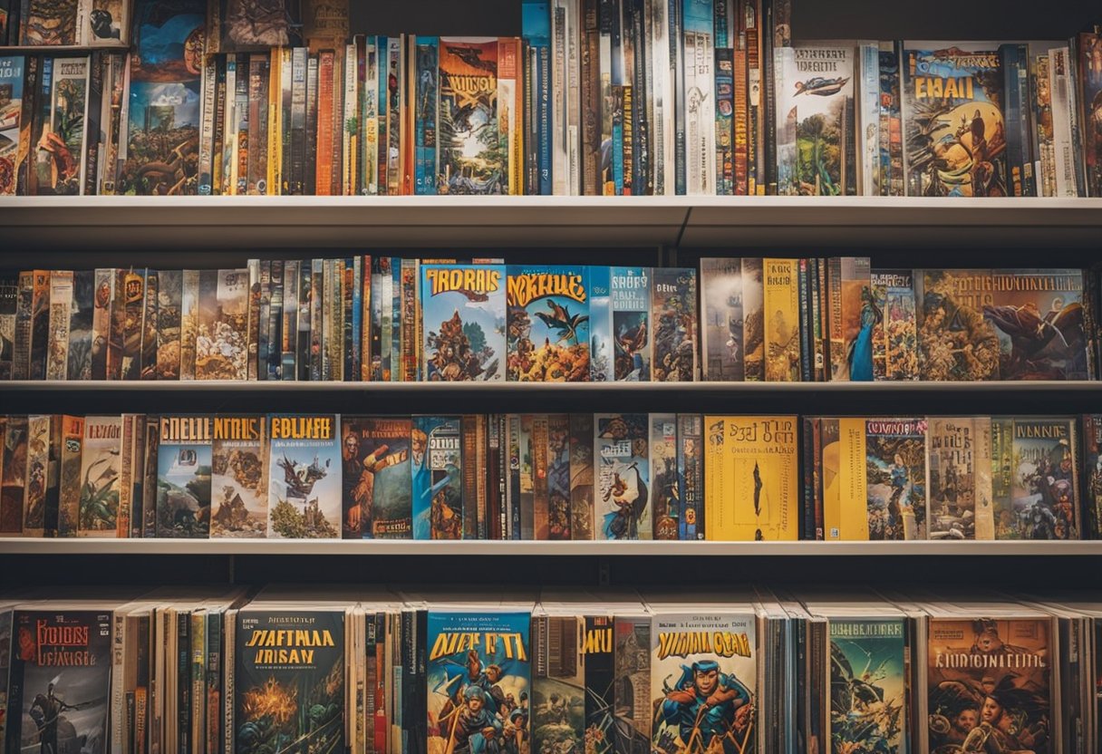 A diverse array of comic books and graphic novels from around the world are displayed on shelves, showcasing the global impact of this cultural phenomenon