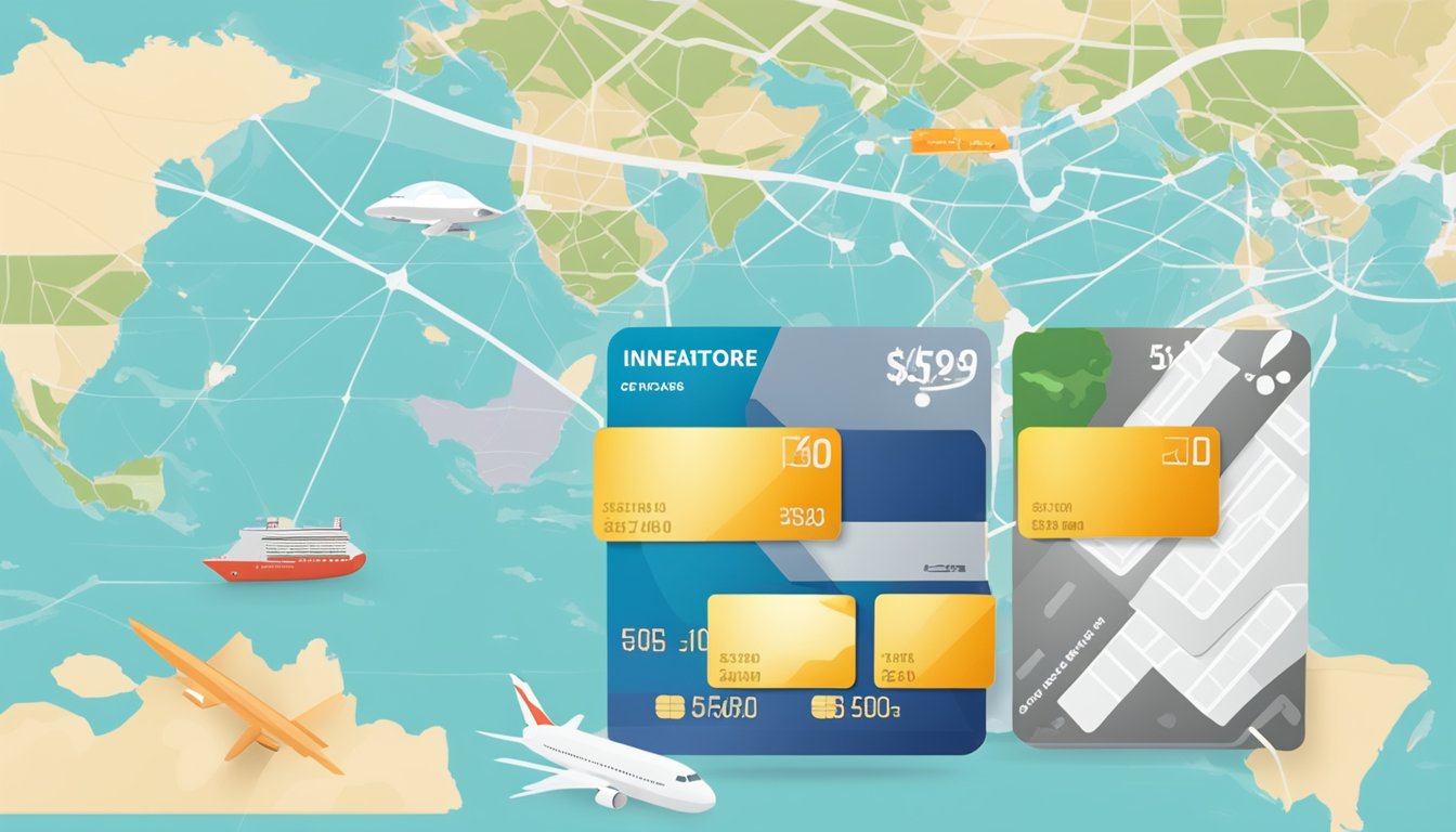 A credit card surrounded by airline miles and cashback symbols, with a map of Singapore in the background