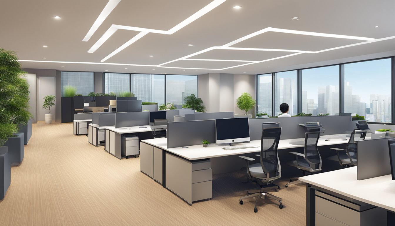 Mizuho Bank Singapore offers financial services in a modern office setting with sleek furniture and advanced technology