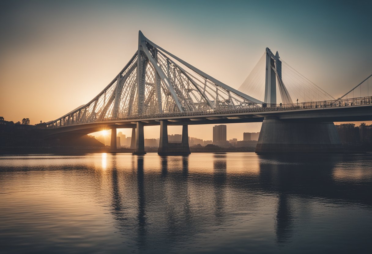 Bridges as Cultural Icons: Celebrating Their Architectural Splendour and Ingenious Design - A bridge spans a river, showcasing its architectural beauty and engineering marvel, symbolizing cultural significance and global icon status