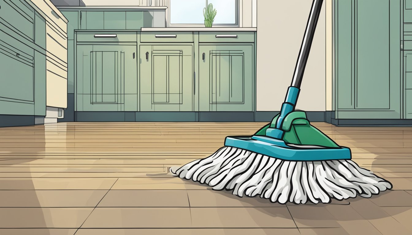 A mop cleaning the floor of a HDB flat in Singapore