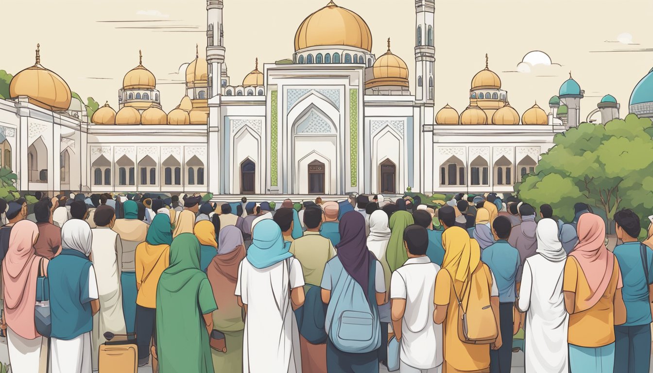 People engaging with a mosque's online booking system in Singapore, showing community support and participation