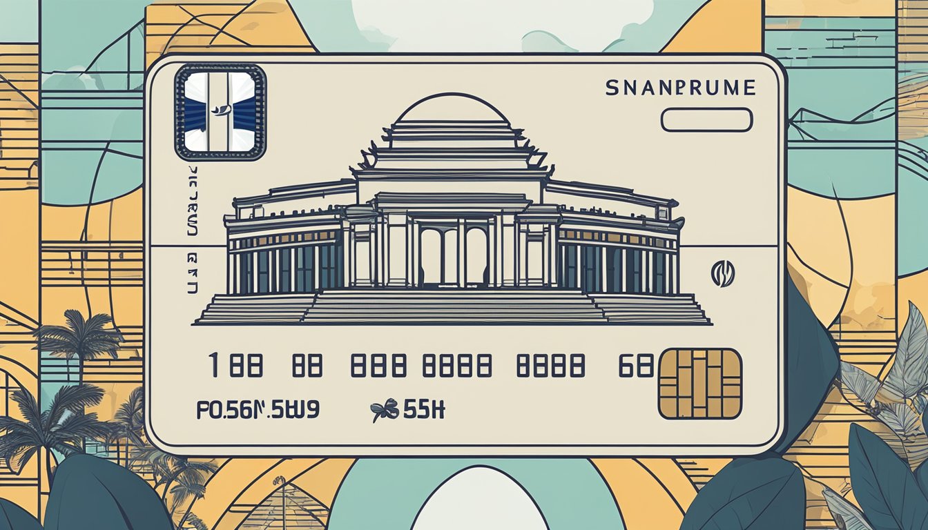 A luxurious credit card displayed against a backdrop of iconic Singapore landmarks, symbolizing prestige and exclusivity