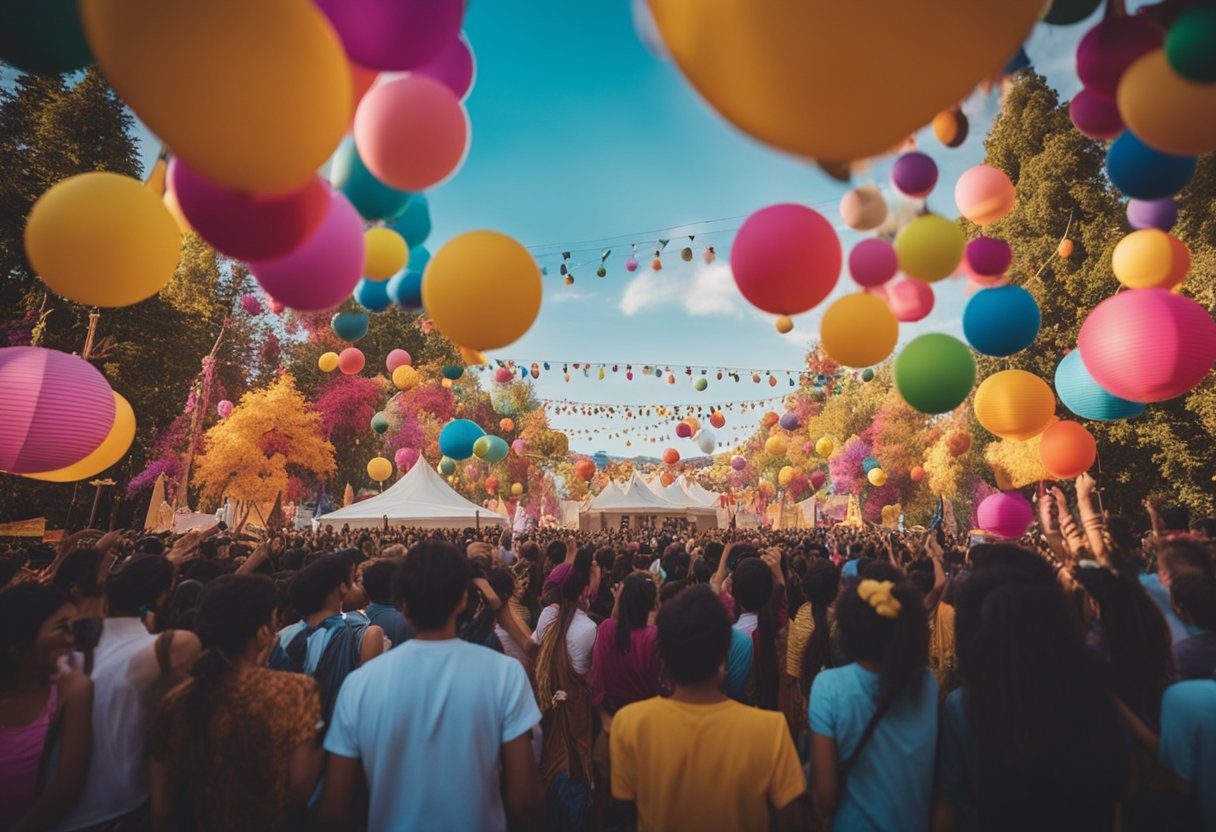 The Cultural Festivals at the Edge of the World: A Guide to Remote Celebrations - A vibrant festival scene with colorful decorations, music, and dancing, set against a backdrop of changing seasons and natural beauty