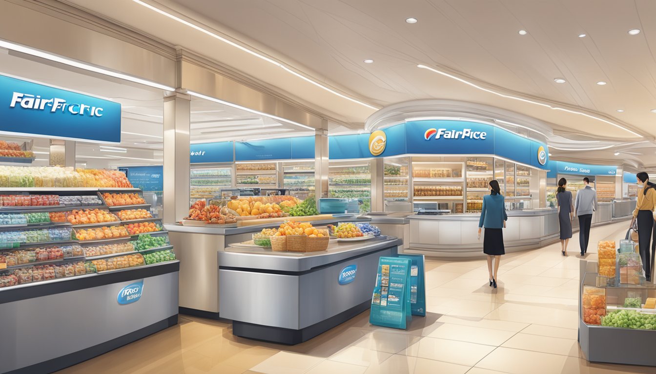 A luxurious display of exclusive privileges for NTUC FairPrice credit card holders, featuring special discounts, rewards, and perks