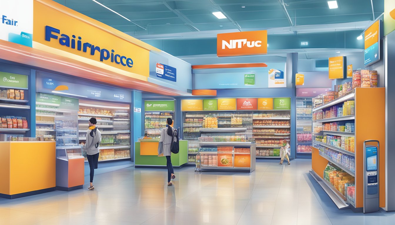 The NTUC FairPrice Credit Card stands out among other cards, illustrating its benefits and rewards program through vibrant imagery and clear comparison charts