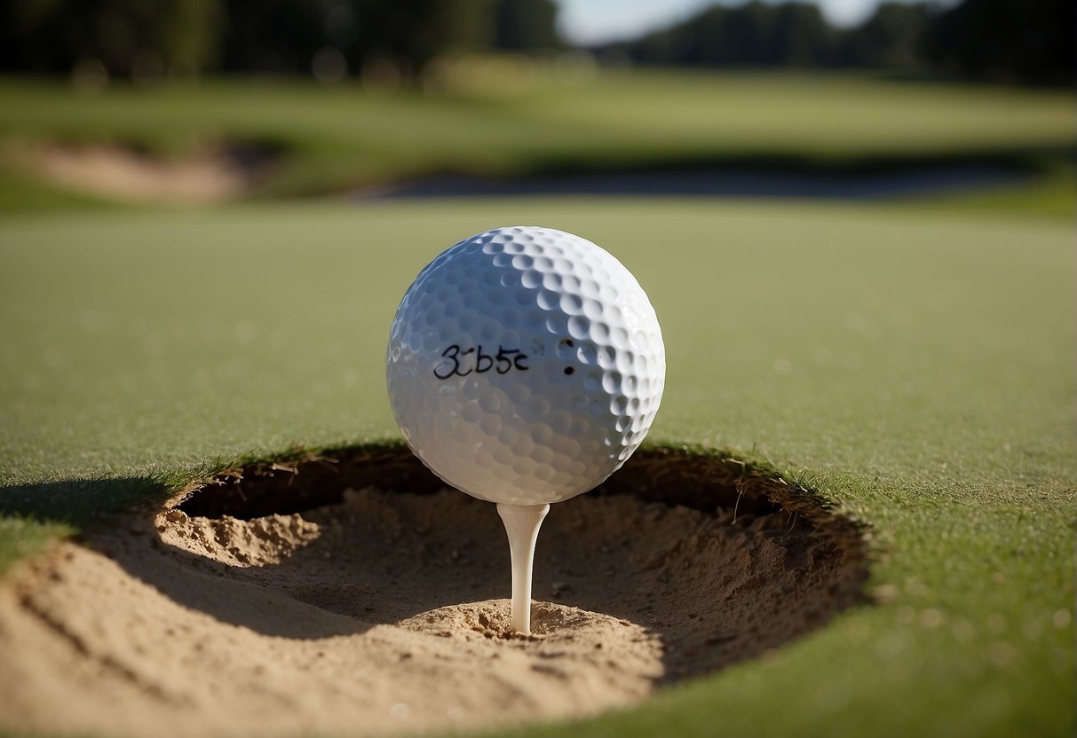 A golf ball dropping into the hole, with a scorecard showing "birdie" or "eagle" written next to the hole number