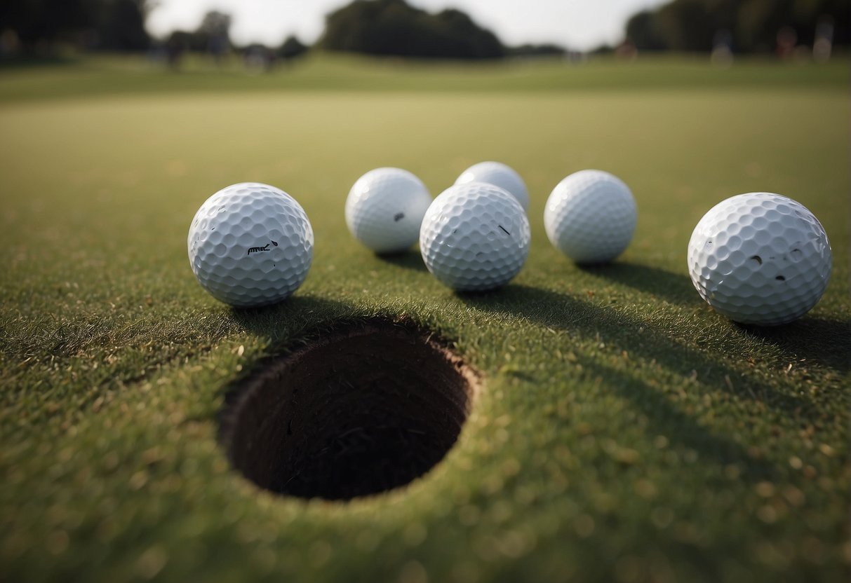 Golf balls slither through a winding course, each aiming for the hole. Spectators cheer as the snakes compete in a thrilling game of betting and competition