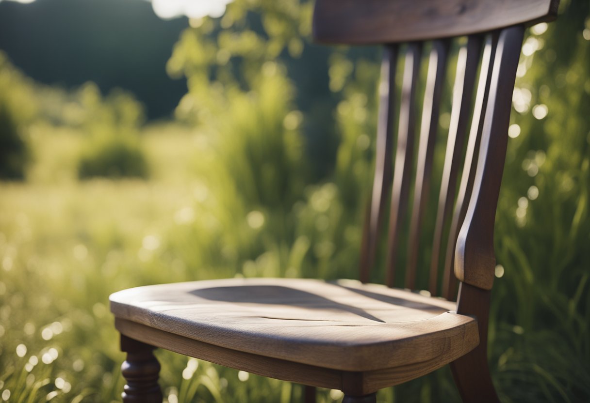 A worn-out wooden chair is sanded and refinished, revealing its natural grain and beauty. A fresh coat of varnish brings it back to life