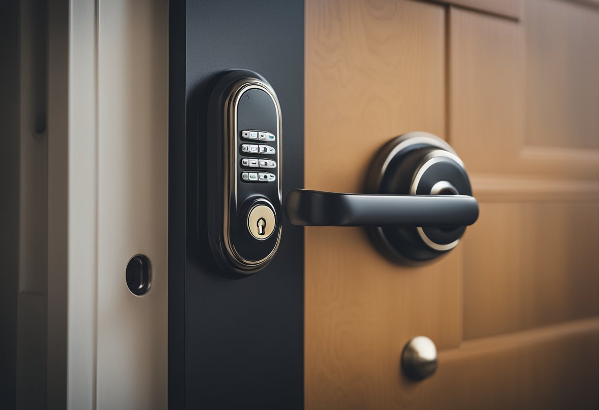 A smart lock securing a door, blending security and convenience