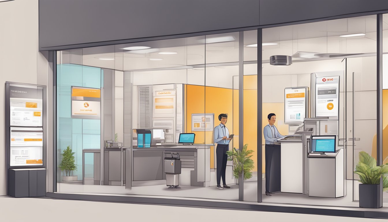 An open business account with OCBC, showcasing various features and benefits, such as low minimum balance requirements, in a professional and modern setting