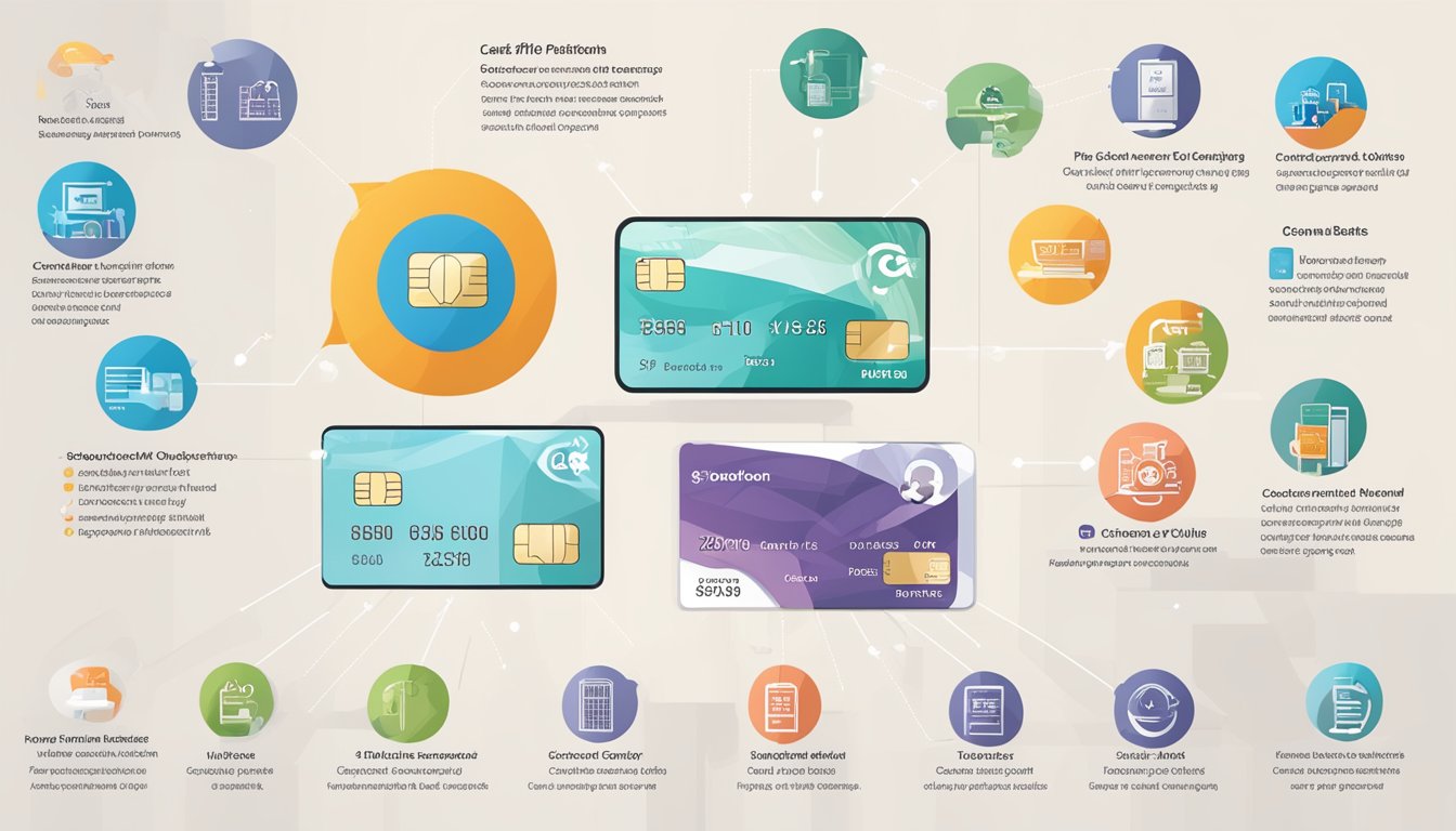 The OCBC Cashflo credit card displayed with its key features and benefits highlighted, surrounded by relevant icons and symbols