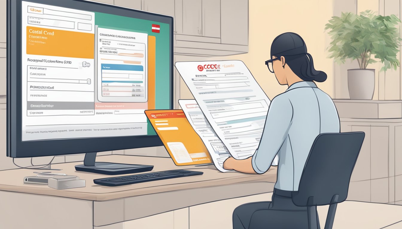 A person filling out an application form for OCBC Cashflo credit card, with required documents and eligibility criteria displayed