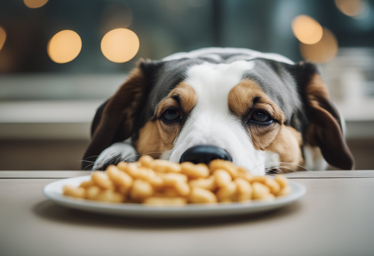 A dog lying lethargic, refusing food, and vomiting