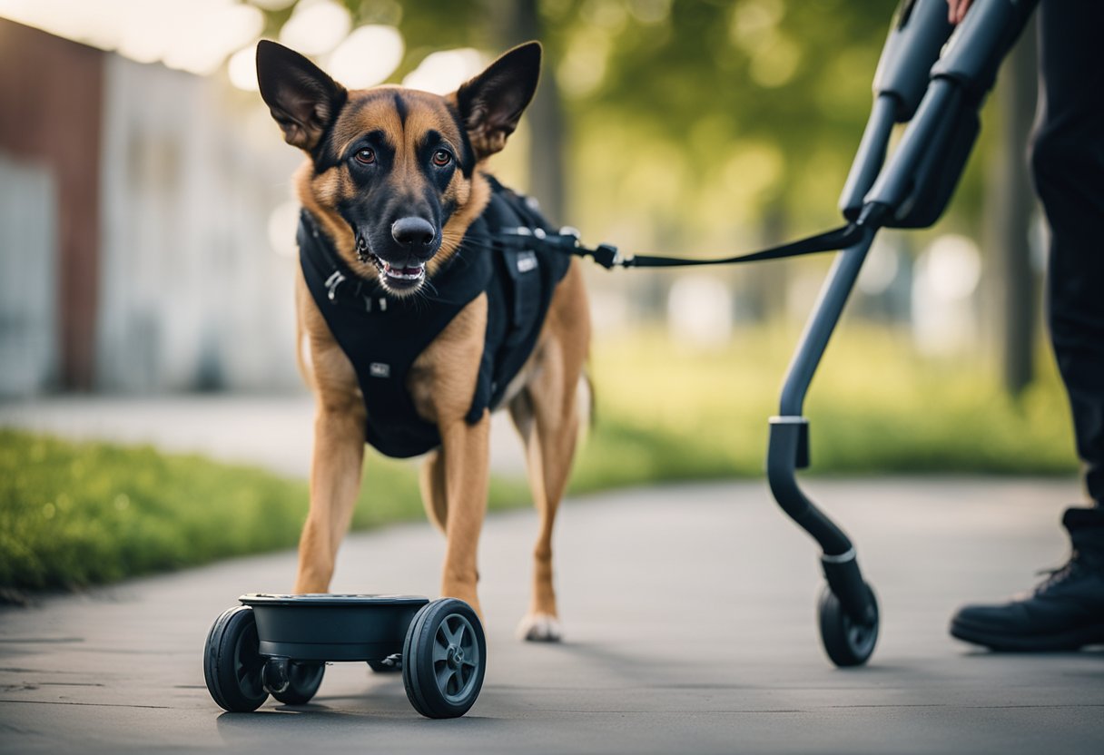 Drug dogs sniffing carts for scent
