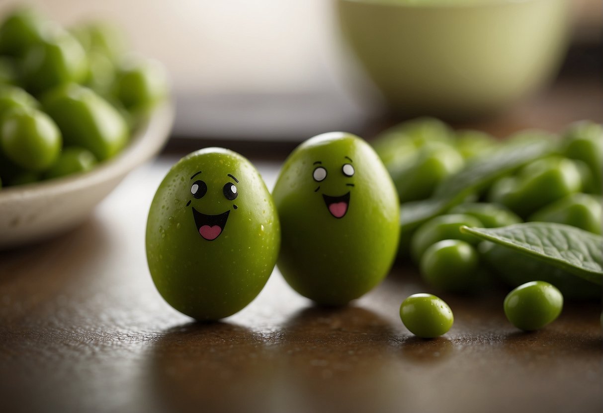 Mukimame and edamame face off in a vibrant, green bean showdown