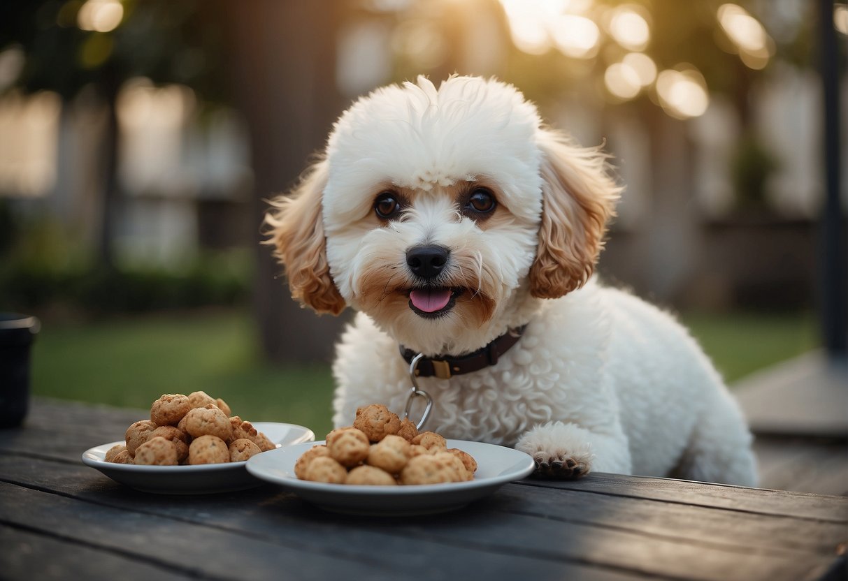 A 1 kg small poodle dog eating