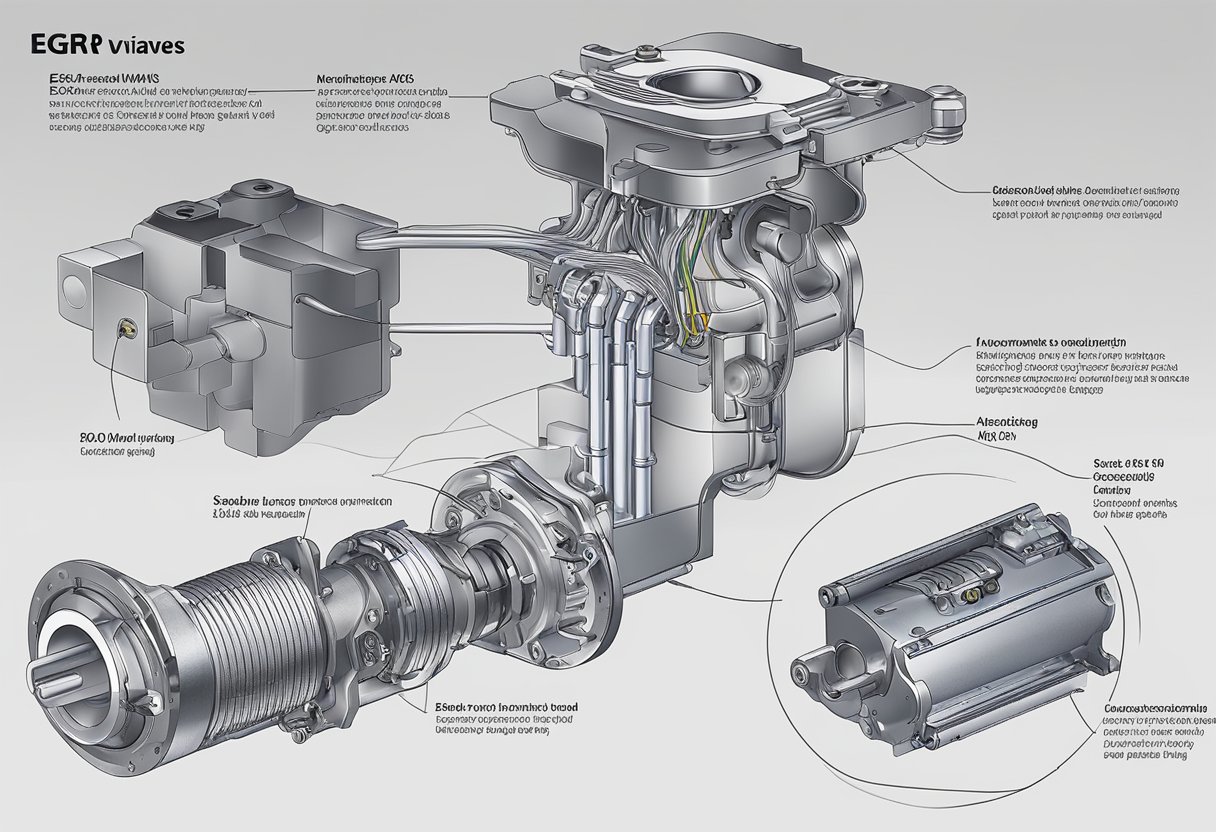 The EGR valve and associated wiring are depicted in detail, showing potential issues and solutions for the P0404 code