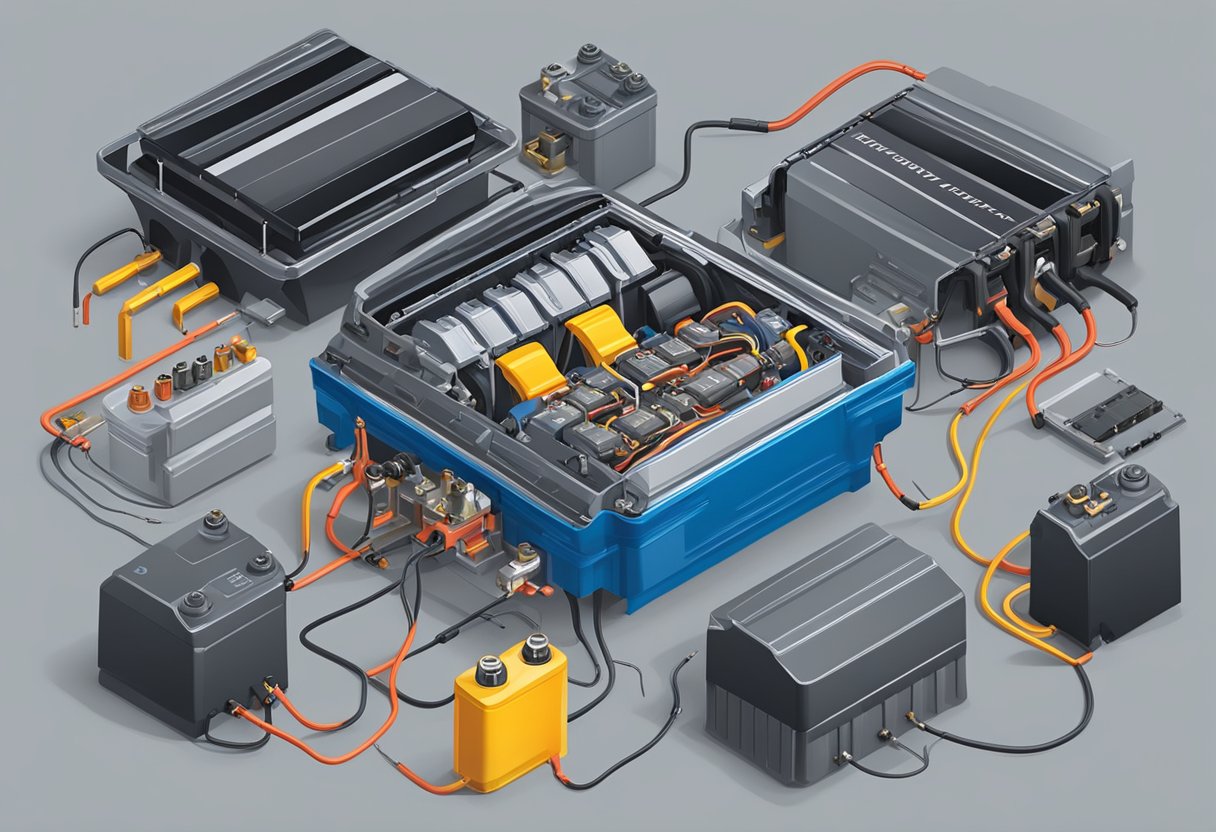 An open car hood reveals two types of batteries.

AGM and standard batteries sit side by side, surrounded by wires and engine components