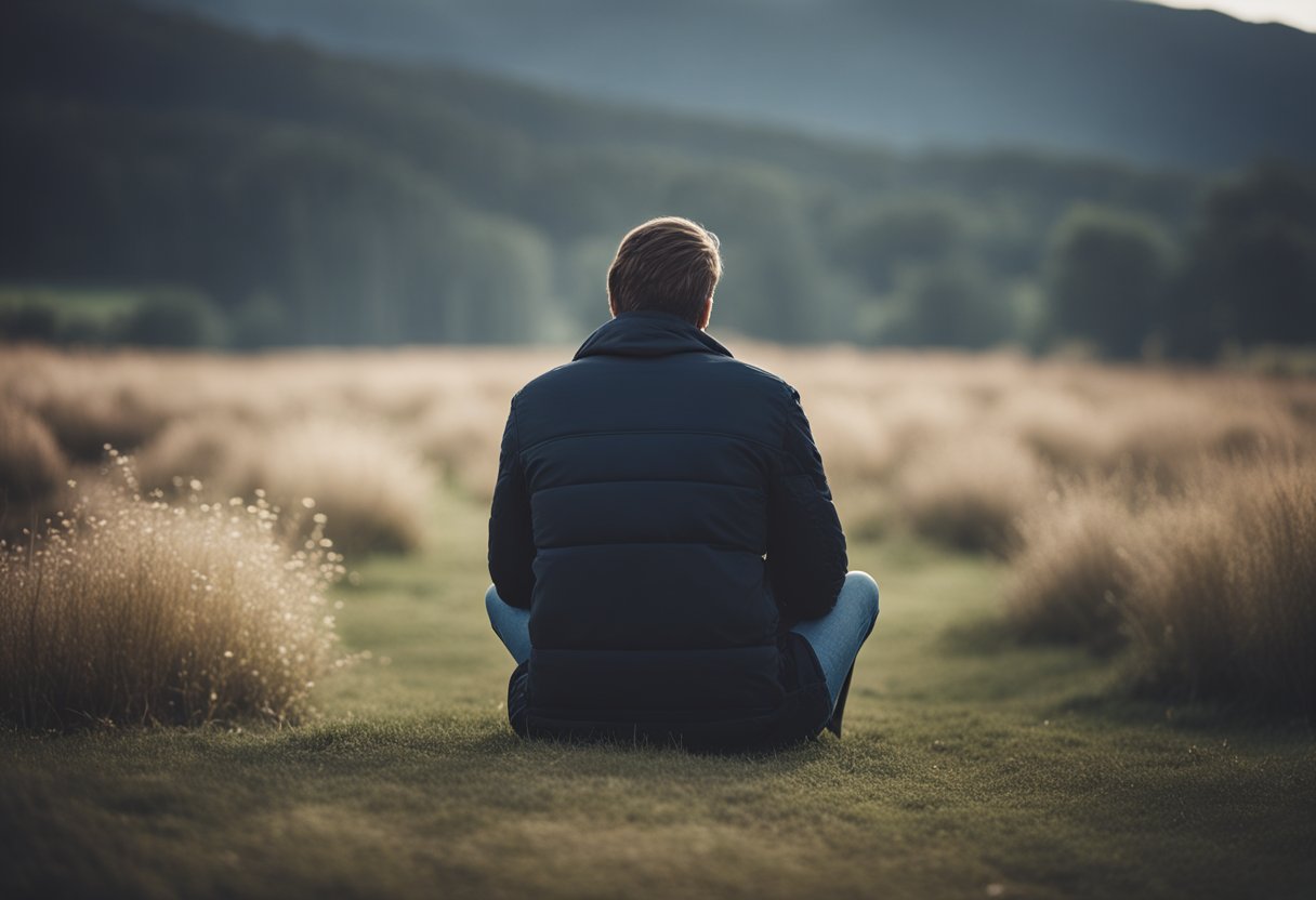 A person sitting alone, surrounded by a range of emotions, representing the deeply personal and complex experience of pathological grief