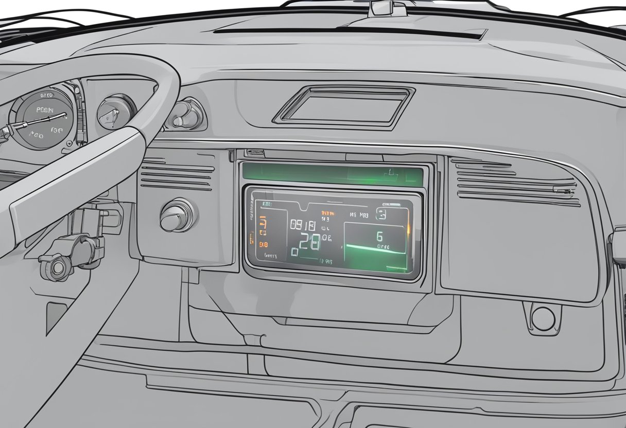 A fuel rail pressure sensor with a high circuit is shown with a diagnostic code "P0193" displayed on a vehicle's dashboard