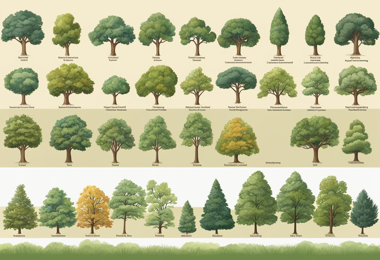 The illustration shows various common tree diseases and problems found in Concord, NC. It includes visual depictions of symptoms such as leaf discoloration and bark damage