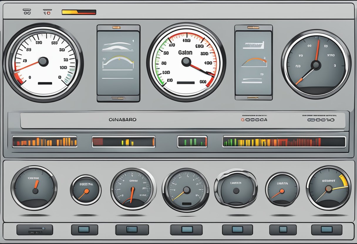 A dashboard with multiple gauges, all showing optimal performance and functionality