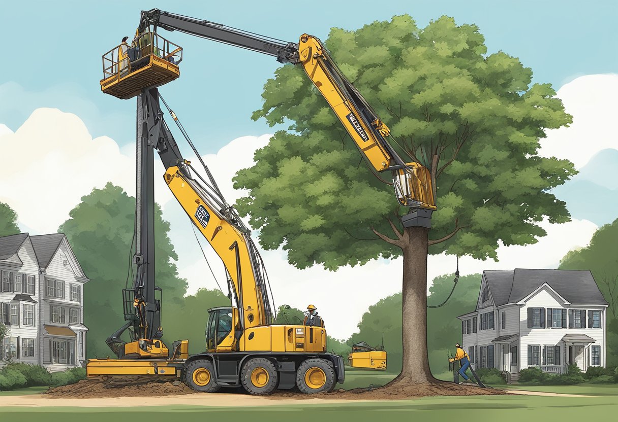 A tree being removed in Concord, NC with factors such as size, location, and condition influencing the cost
