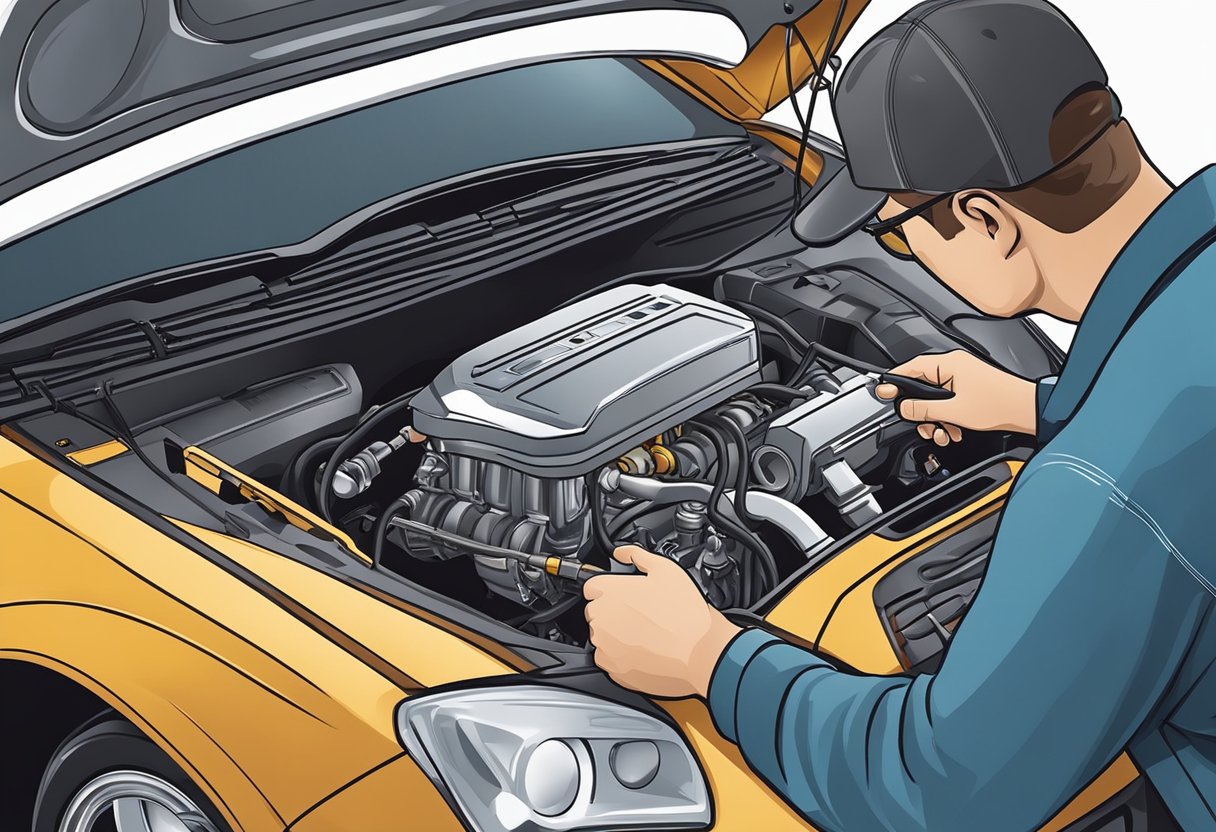 A mechanic holds a diagnostic tool, inspecting the engine of a car with the hood open.

The focus is on the knock sensor 2 circuit