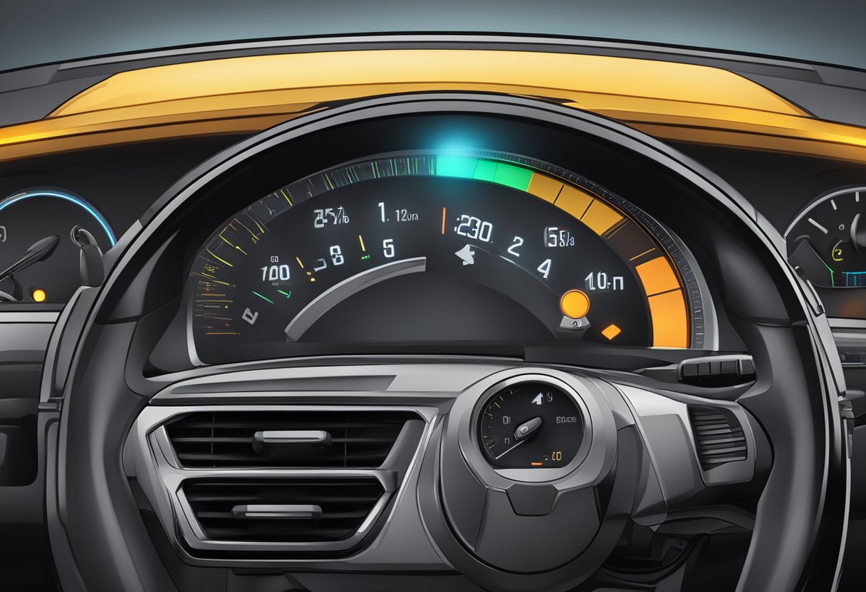 The vehicle dashboard with a glowing "DEF Warning Light" and diagnostic tools nearby