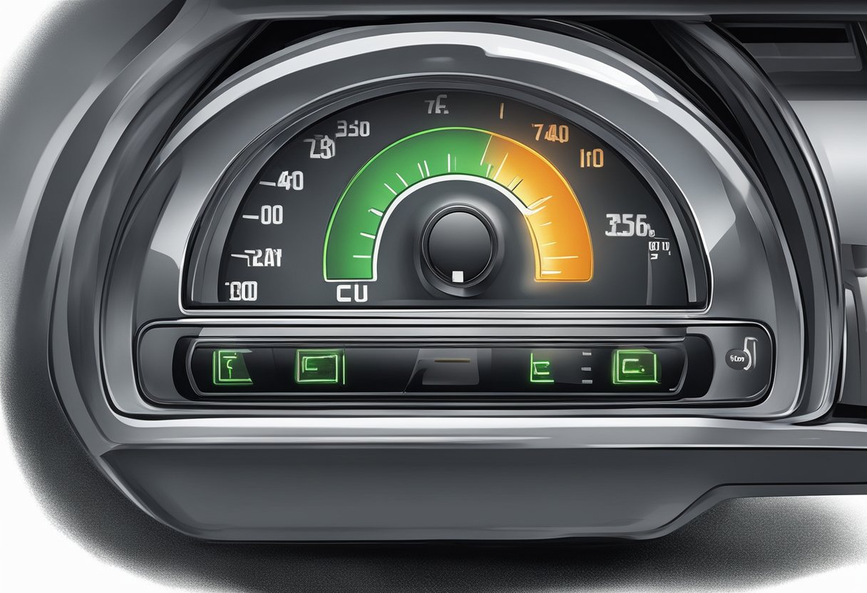 A gas cap sits loosely on a vehicle's fuel tank, emitting fumes.

The check engine light glows on the dashboard