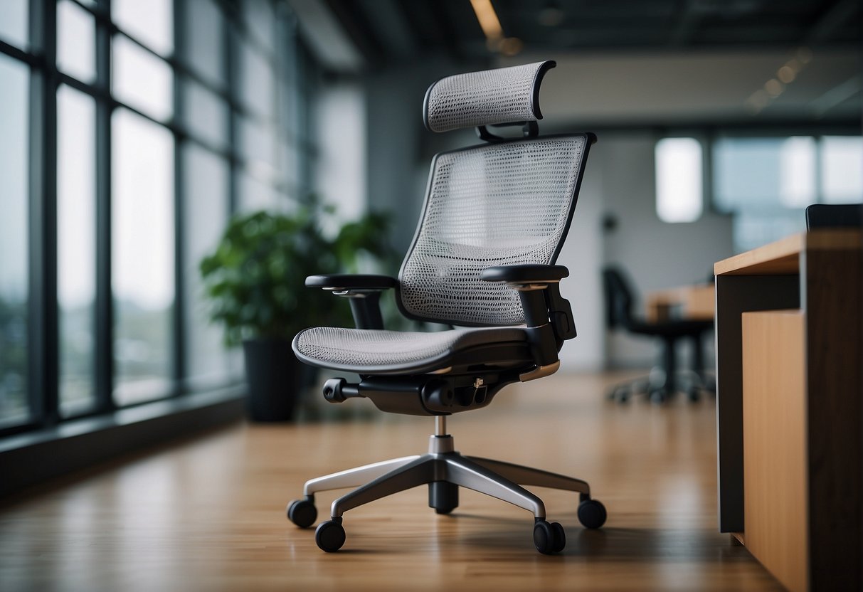 A luxurious grey mesh Ergohuman office chair in a modern setting