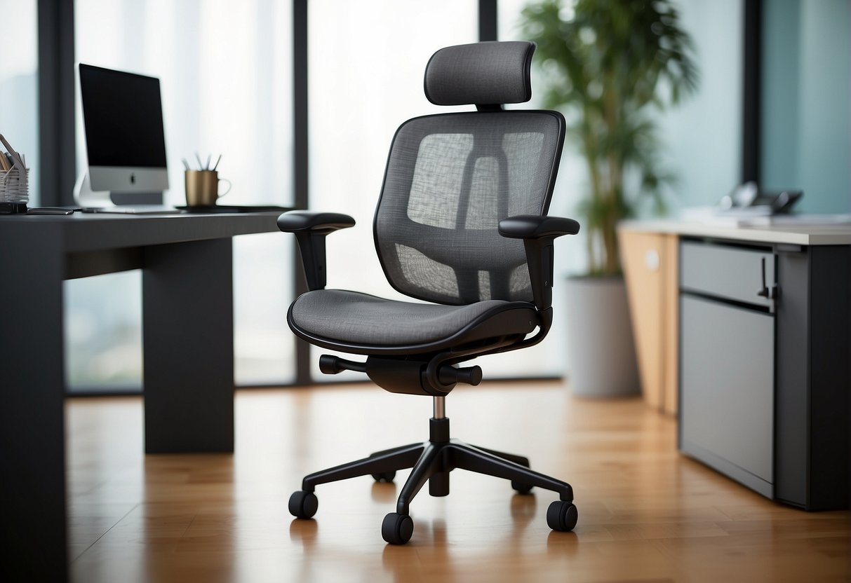 A luxurious office chair, ERGOHUMAN edition, in gray mesh fabric